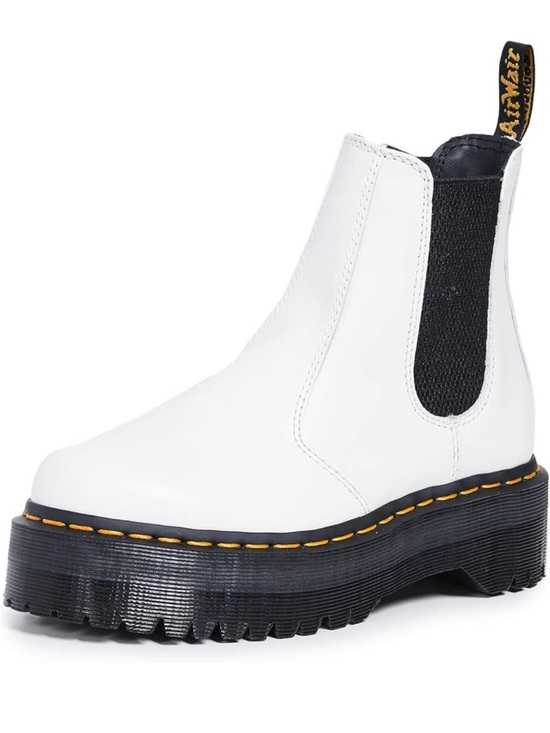 Dr. Martens Shoes - Dr. Martens White Leather Chelsea Quad 2976